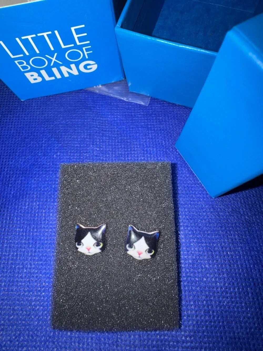 Black and White Cat Face Stud Earrings Pet Lover Jewelry - Super cute - NWT/NIB